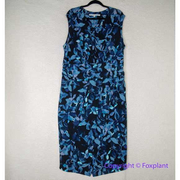 RACHEL Rachel Roy Sleeveless Printed Matte Jersey Dress in Teal Berry‎ Bush, 2X - Picture 2 of 13